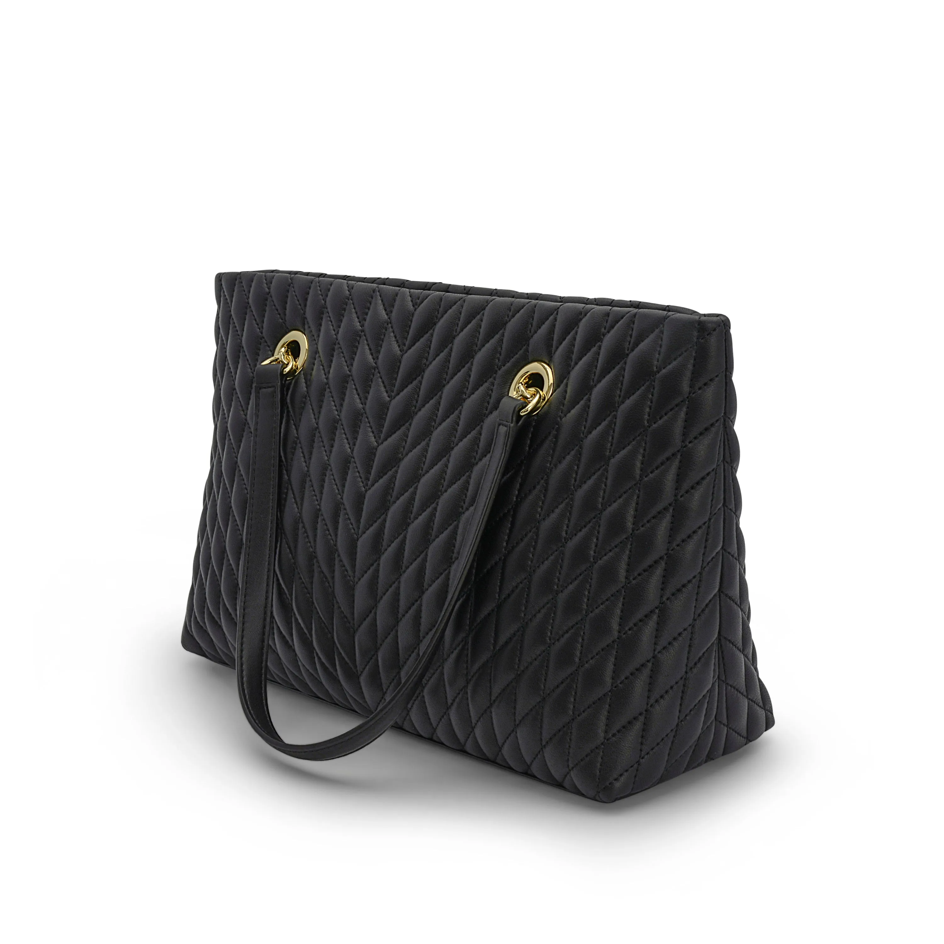Karl Lagerfeld Paris Karolina Black & Gold Leather Tote LH9AB186BGD