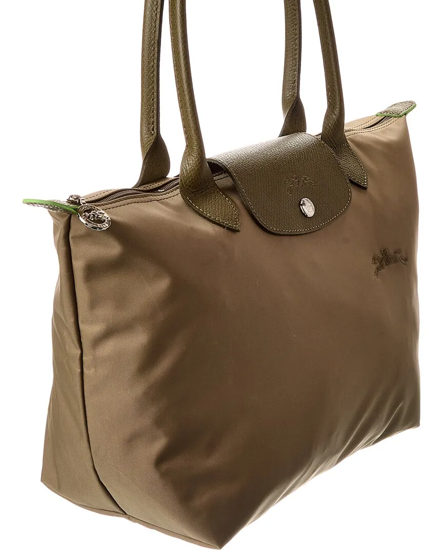 Longchamp Le Pliage Green Medium Canvas Long Handle Tote