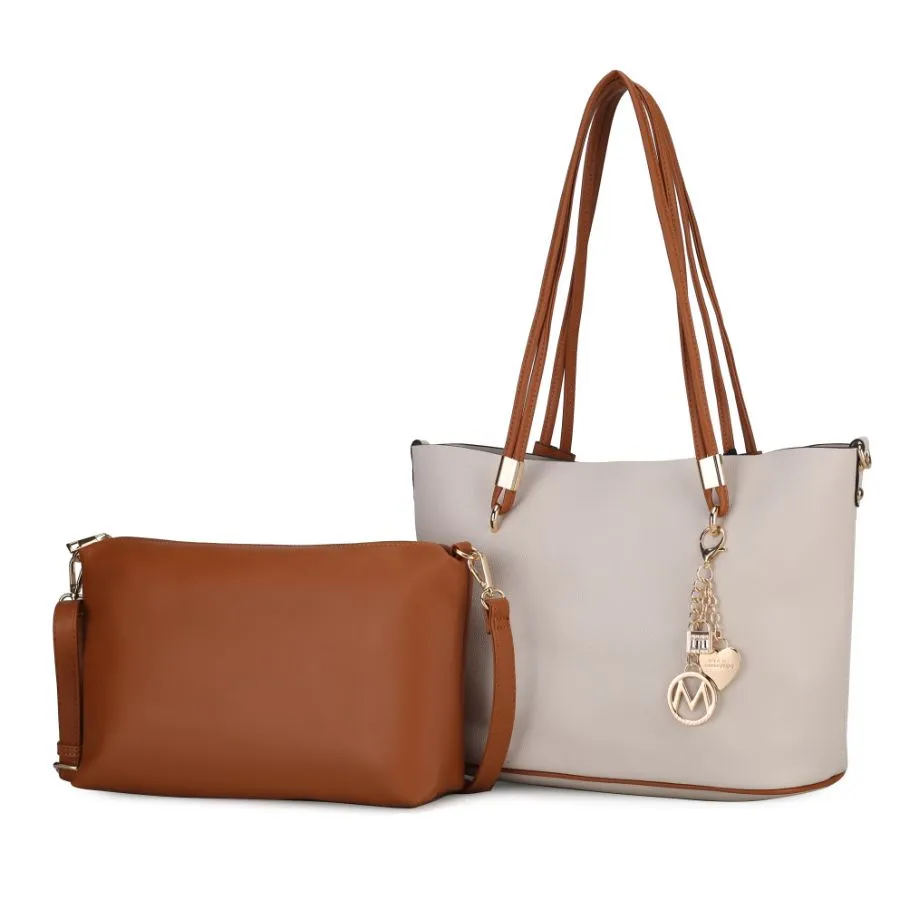 Malay Vegan Leather Women’s Tote Bag with Cosmetic Pouch – 2 pieces