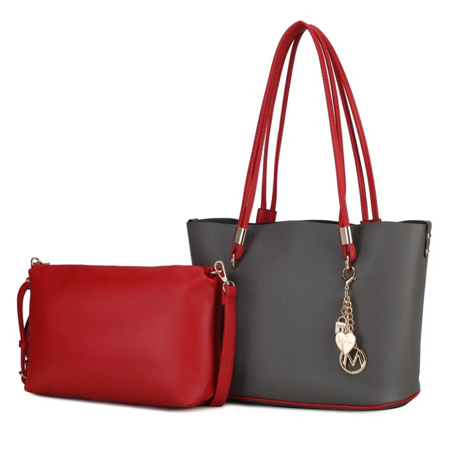 Malay Vegan Leather Women’s Tote Bag with Cosmetic Pouch – 2 pieces