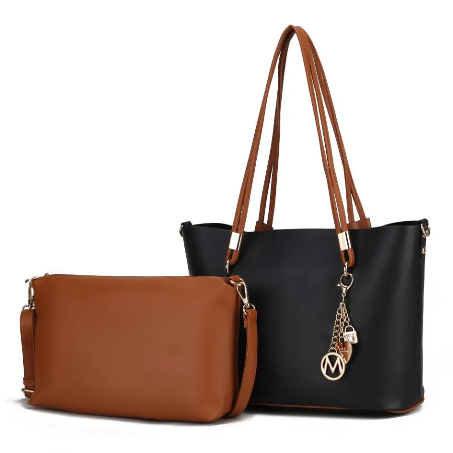 Malay Vegan Leather Women’s Tote Bag with Cosmetic Pouch – 2 pieces