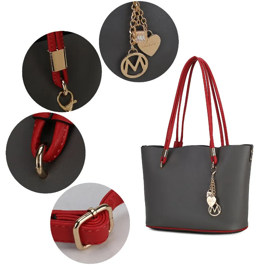 Malay Vegan Leather Women’s Tote Bag with Cosmetic Pouch – 2 pieces
