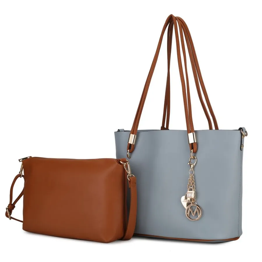 Malay Vegan Leather Women’s Tote Bag with Cosmetic Pouch – 2 pieces