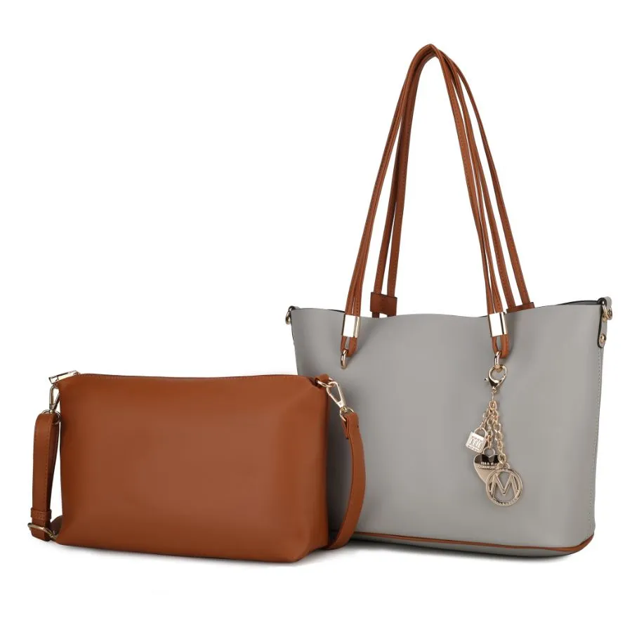 Malay Vegan Leather Women’s Tote Bag with Cosmetic Pouch – 2 pieces