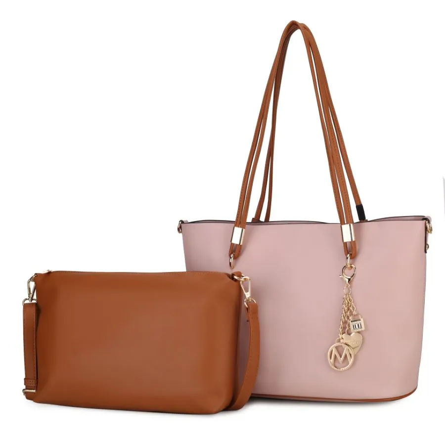 Malay Vegan Leather Women’s Tote Bag with Cosmetic Pouch – 2 pieces