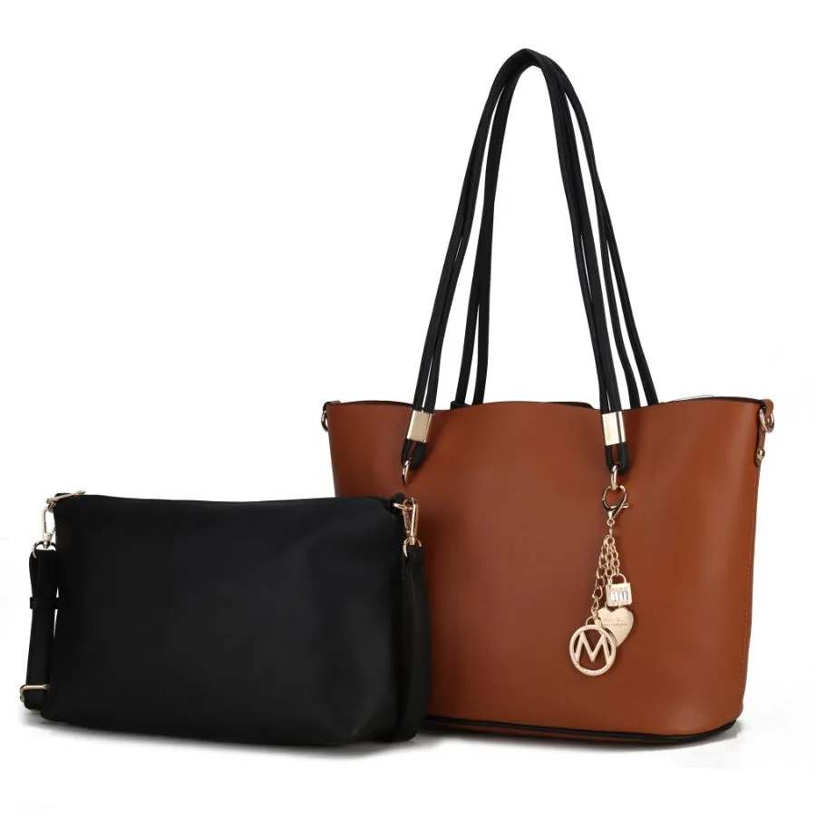 Malay Vegan Leather Women’s Tote Bag with Cosmetic Pouch – 2 pieces