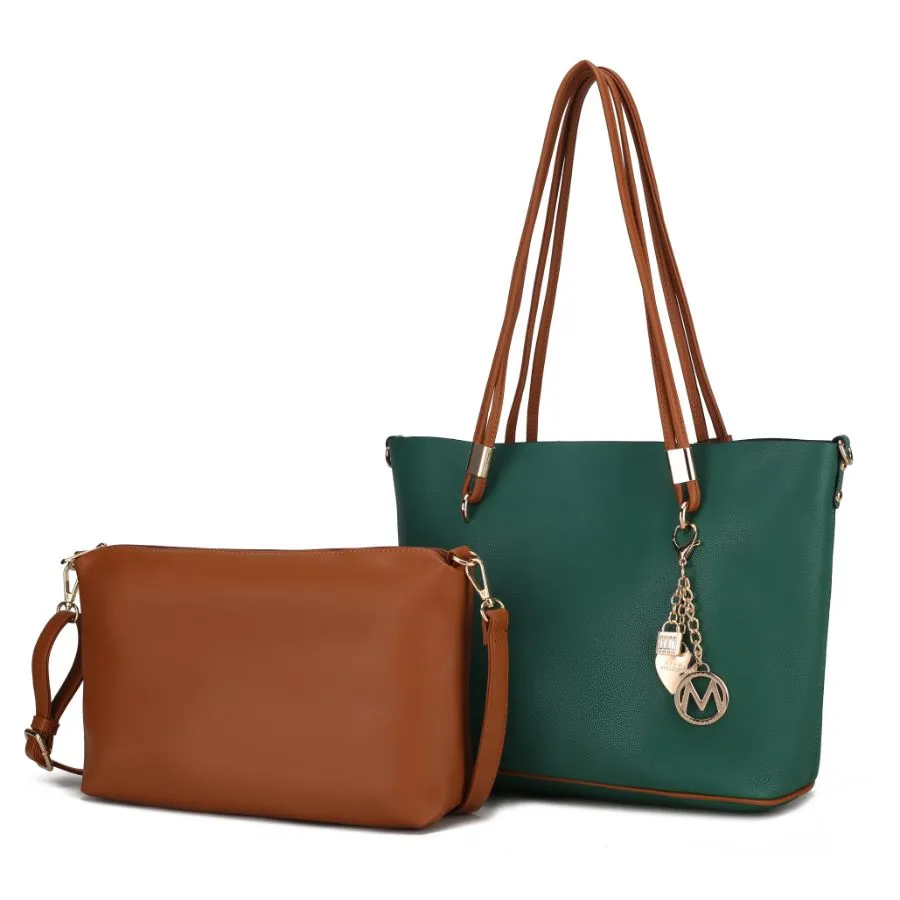 Malay Vegan Leather Women’s Tote Bag with Cosmetic Pouch – 2 pieces