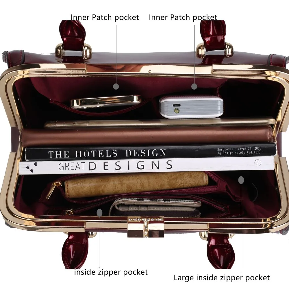 Marlene Patent Satchel Handbag