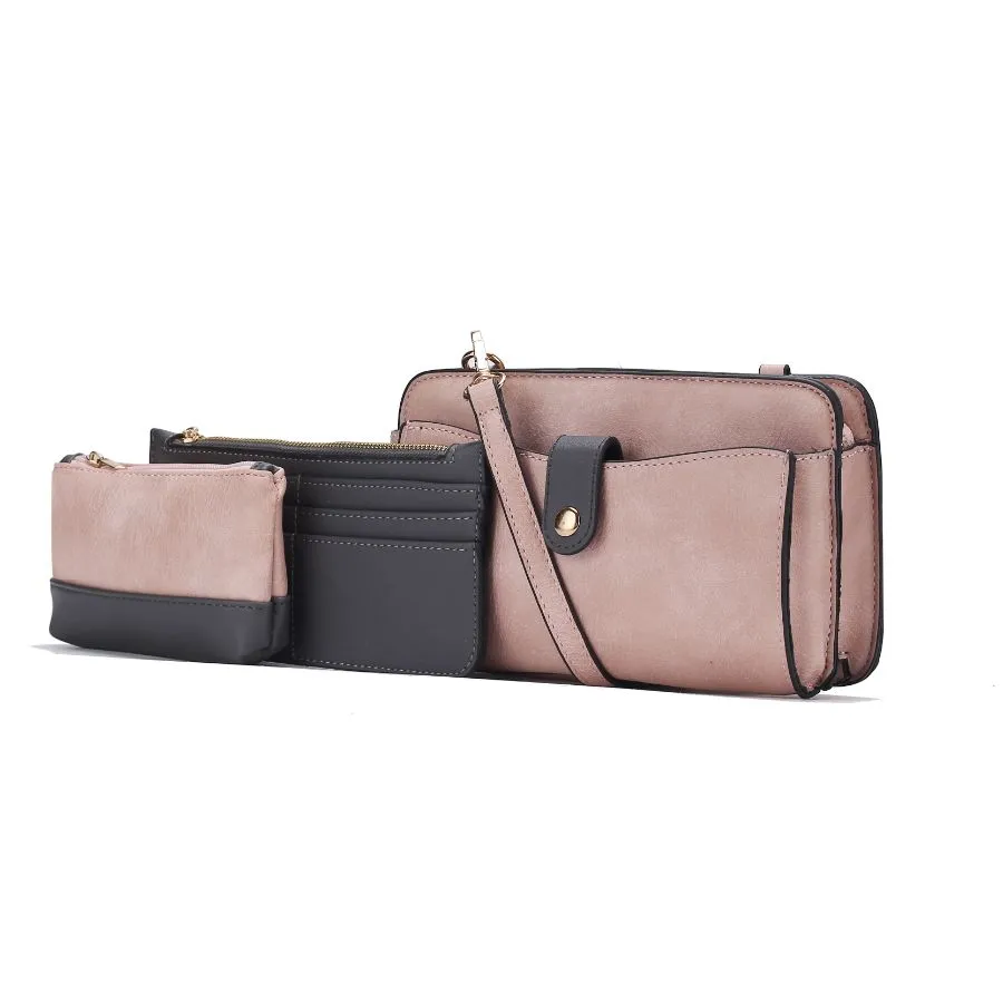 Muriel Vegan Leather Women’s Crossbody Bag with Card holder and Small Pouch 3 pieces