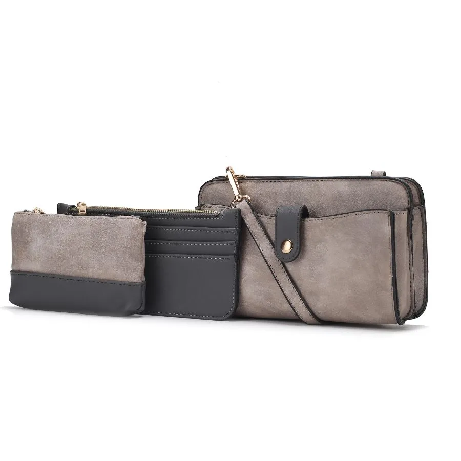 Muriel Vegan Leather Women’s Crossbody Bag with Card holder and Small Pouch 3 pieces