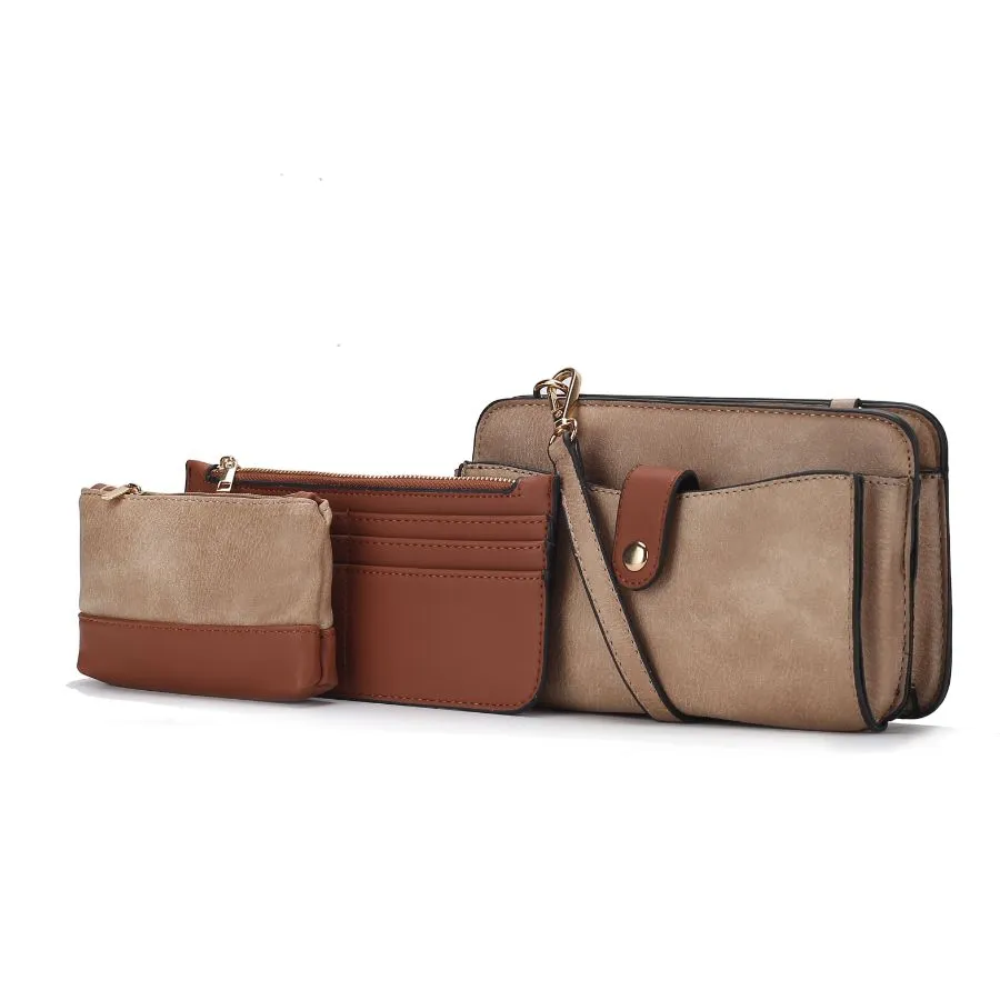 Muriel Vegan Leather Women’s Crossbody Bag with Card holder and Small Pouch 3 pieces