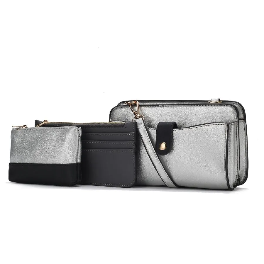 Muriel Vegan Leather Women’s Crossbody Bag with Card holder and Small Pouch 3 pieces