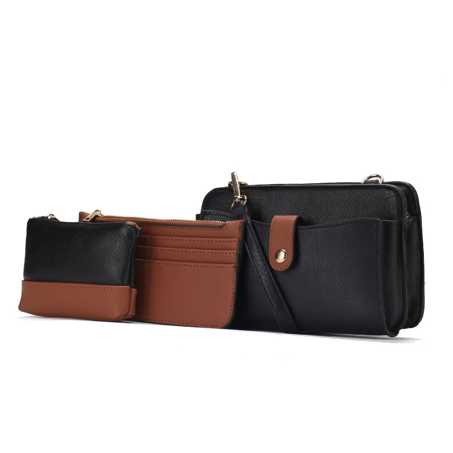 Muriel Vegan Leather Women’s Crossbody Bag with Card holder and Small Pouch 3 pieces