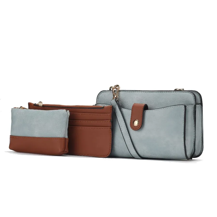 Muriel Vegan Leather Women’s Crossbody Bag with Card holder and Small Pouch 3 pieces