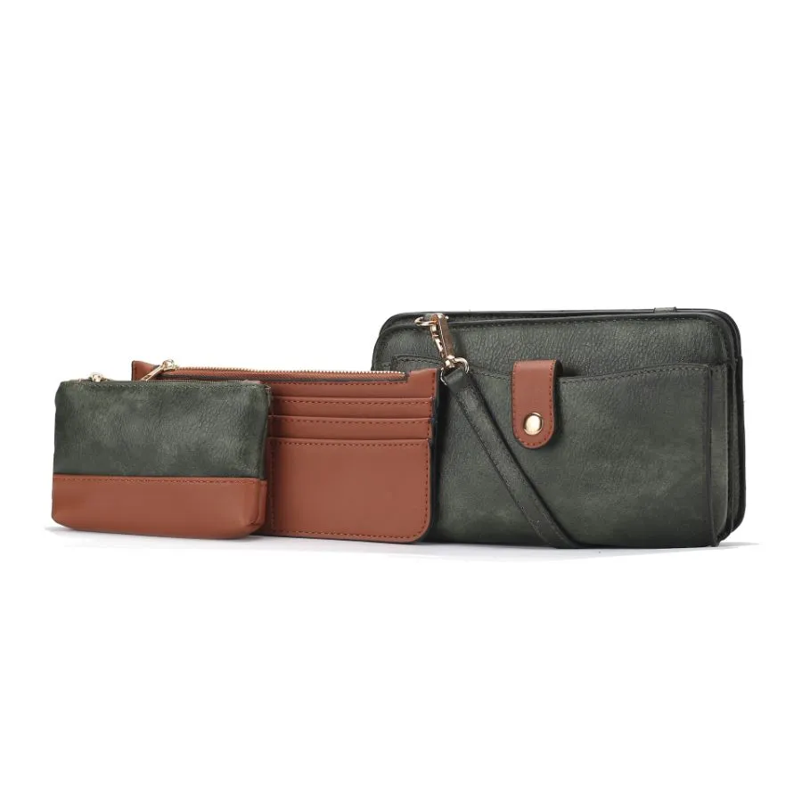 Muriel Vegan Leather Women’s Crossbody Bag with Card holder and Small Pouch 3 pieces