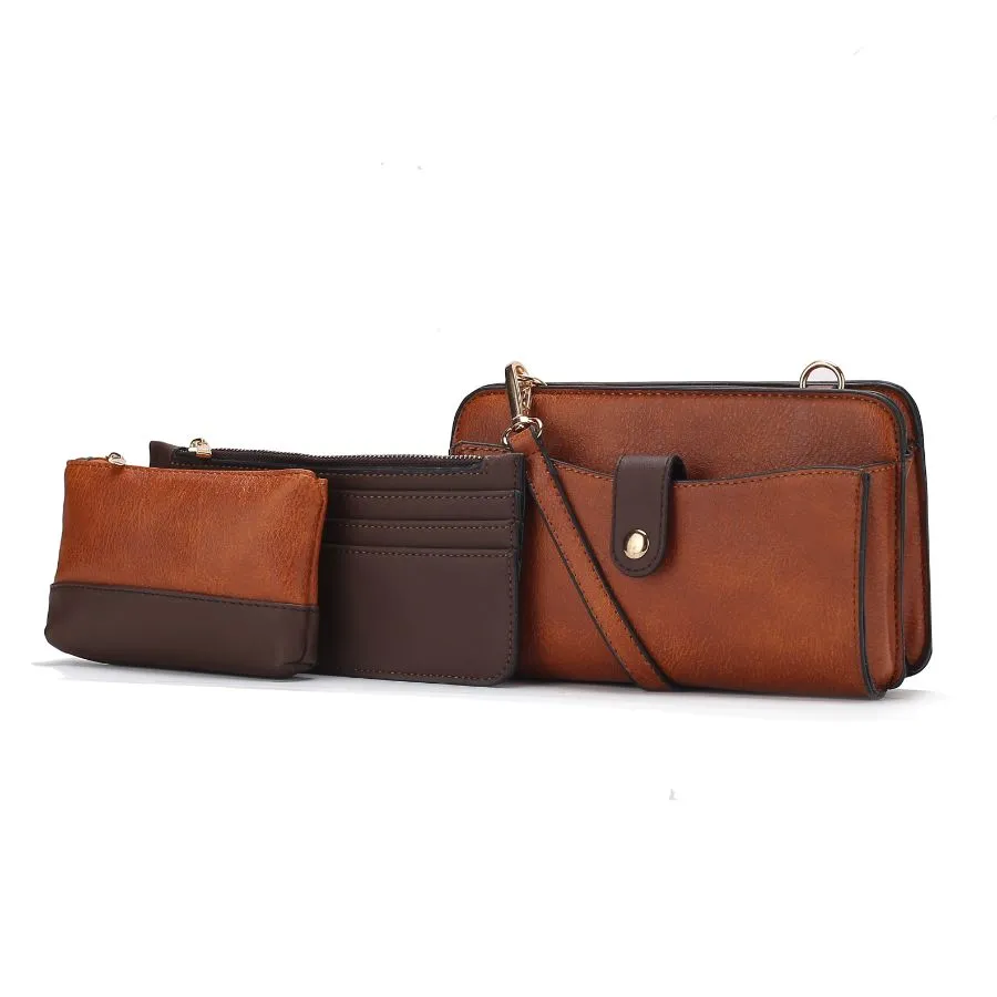 Muriel Vegan Leather Women’s Crossbody Bag with Card holder and Small Pouch 3 pieces