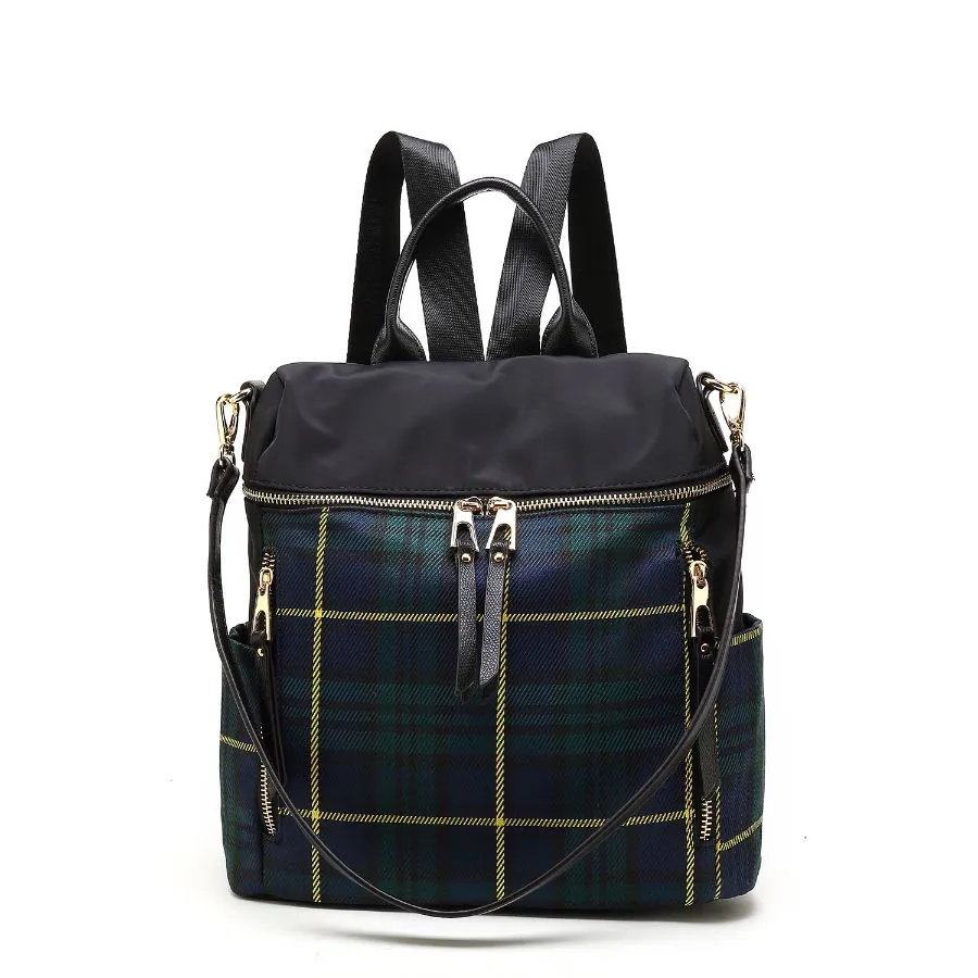 Nishi Nylon Plaid Backpack for Women's