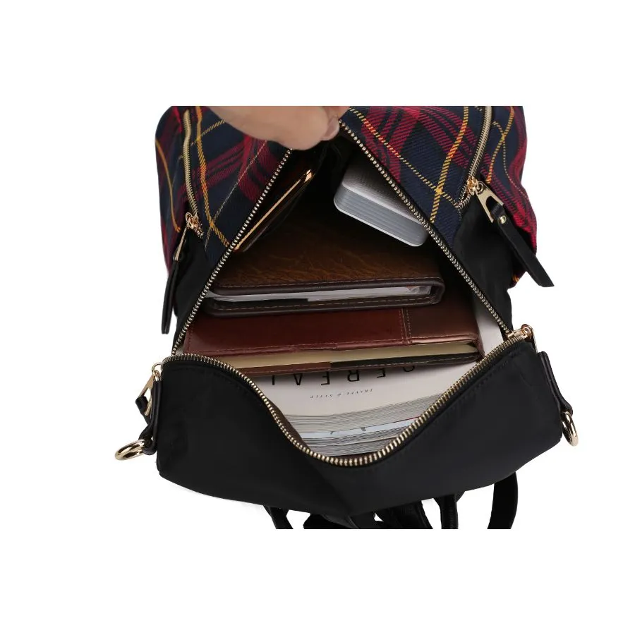 Nishi Nylon Plaid Backpack for Women's
