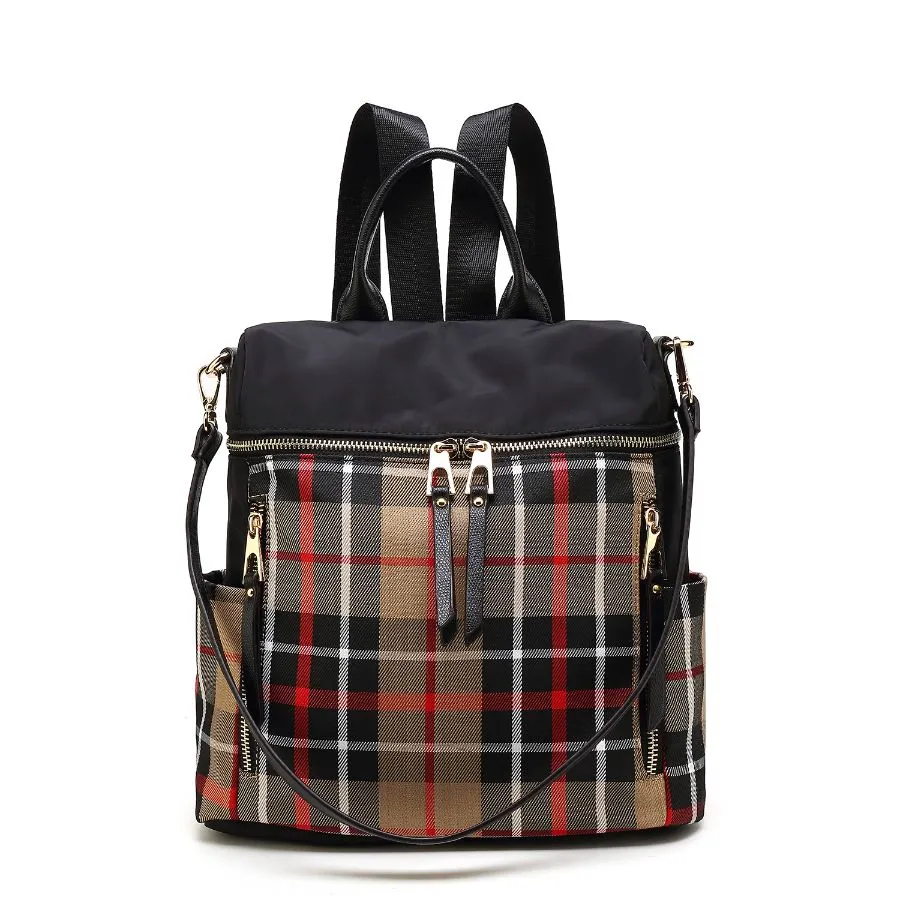 Nishi Nylon Plaid Backpack for Women's