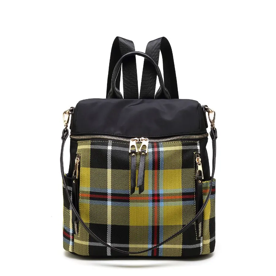 Nishi Nylon Plaid Backpack for Women's