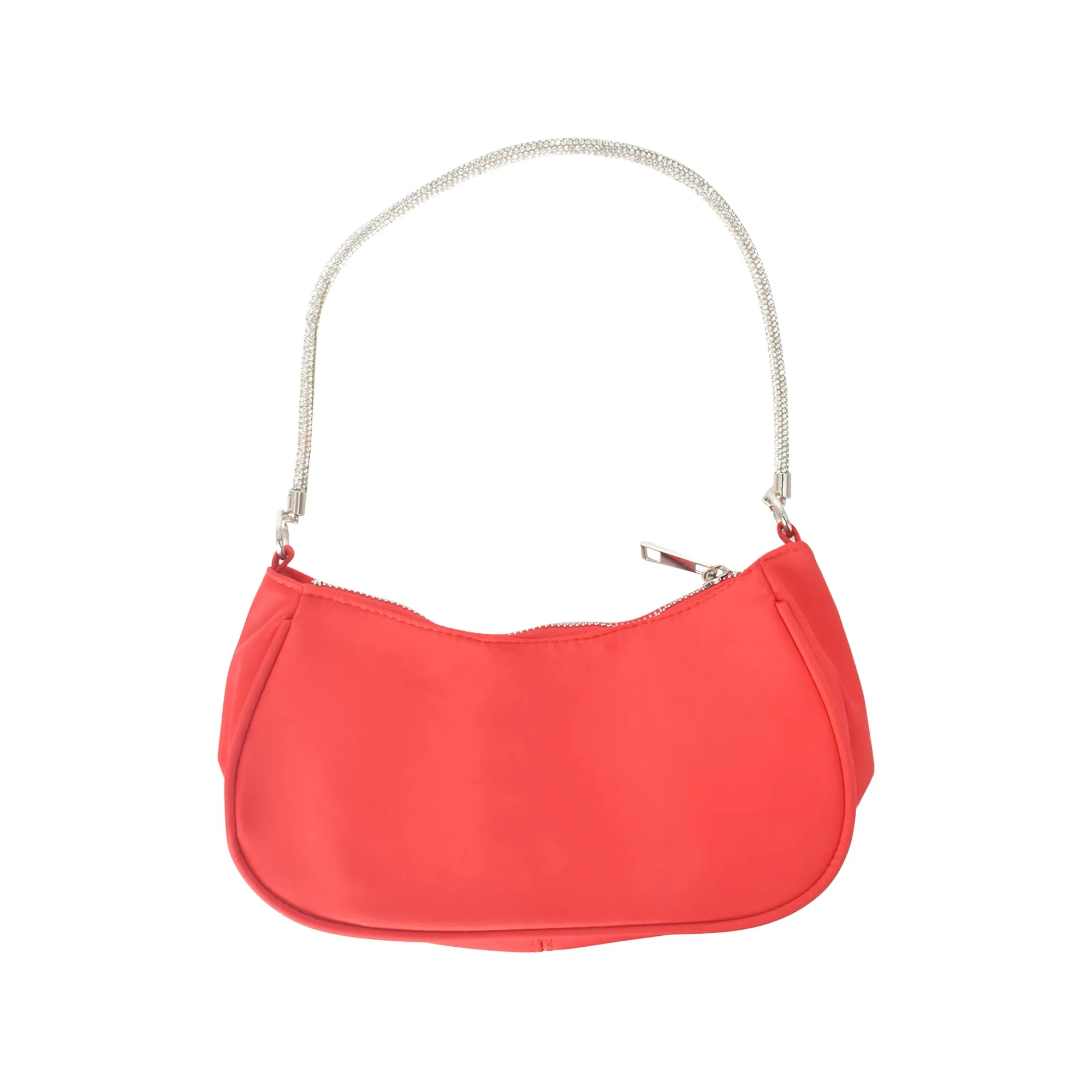 NYLON HANDBAG WITH RHINESTONE HANDLE AND RHINESTONE BUNNY