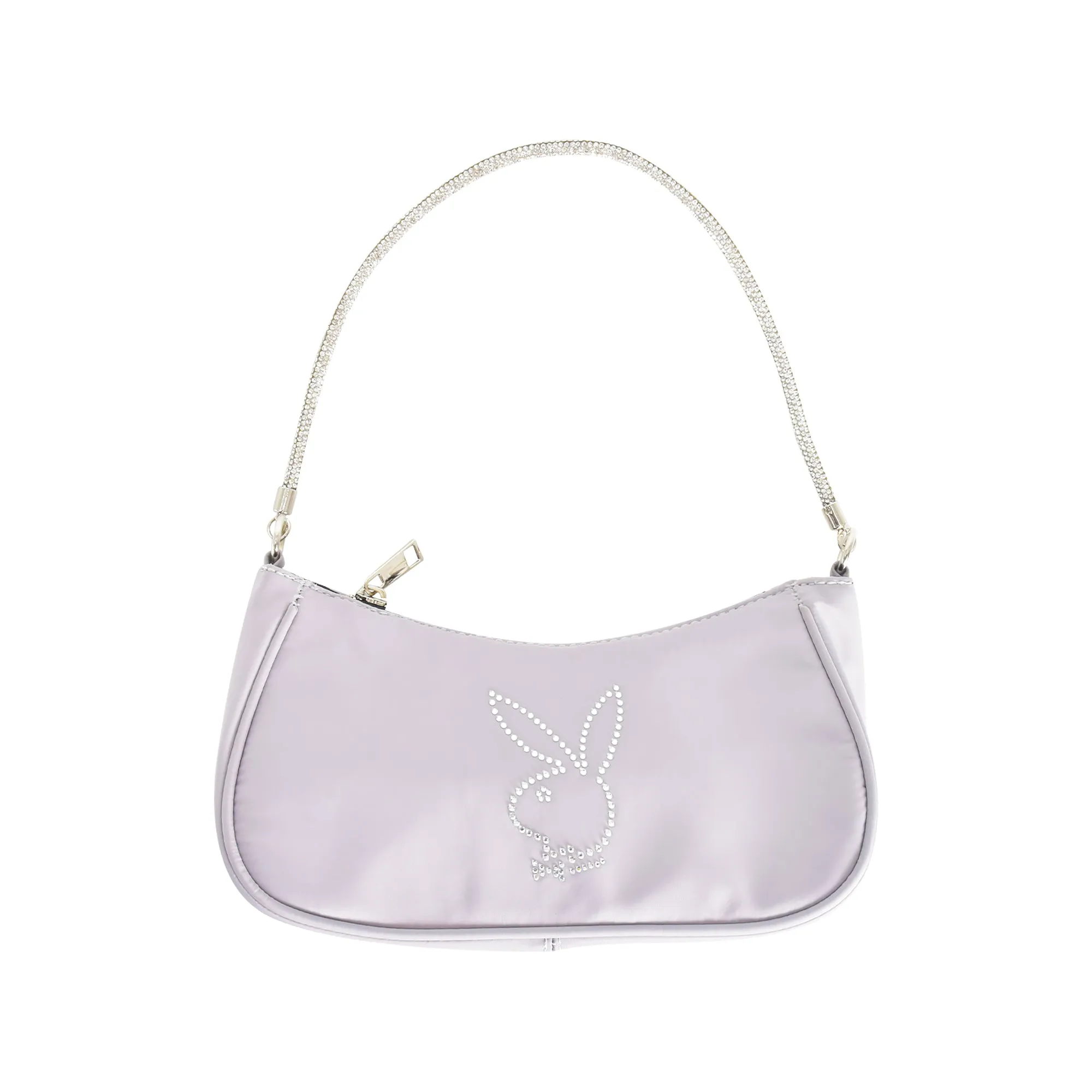 NYLON HANDBAG WITH RHINESTONE HANDLE AND RHINESTONE BUNNY