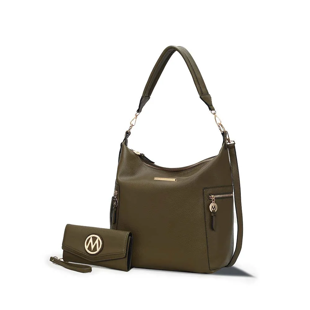 Ophelia Vegan Leather Women’s Hobo Bag with Wallet – 2 pieces