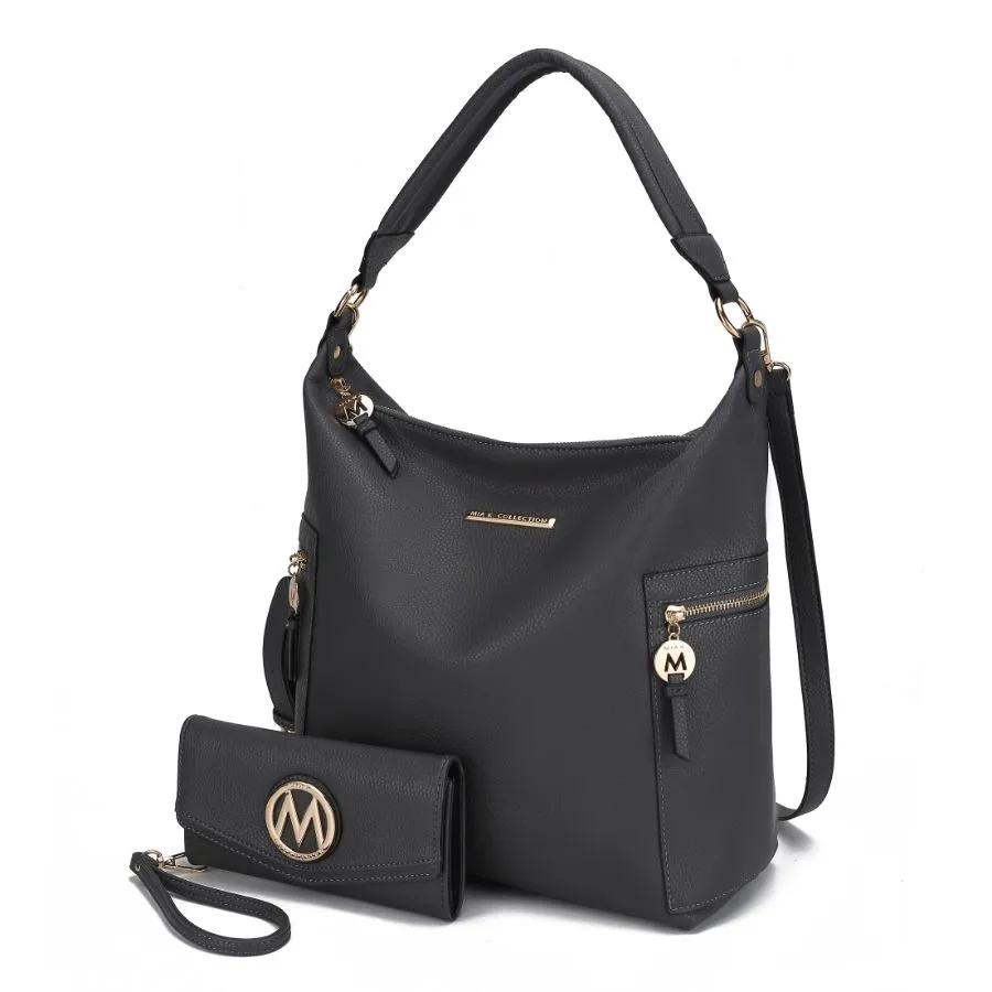 Ophelia Vegan Leather Women’s Hobo Bag with Wallet – 2 pieces