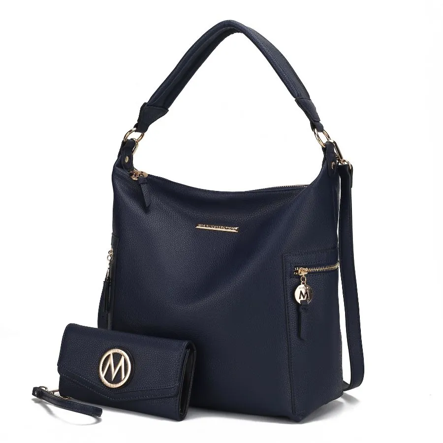 Ophelia Vegan Leather Women’s Hobo Bag with Wallet – 2 pieces