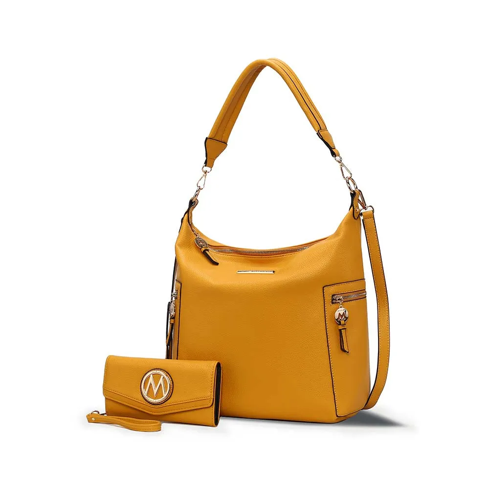 Ophelia Vegan Leather Women’s Hobo Bag with Wallet – 2 pieces