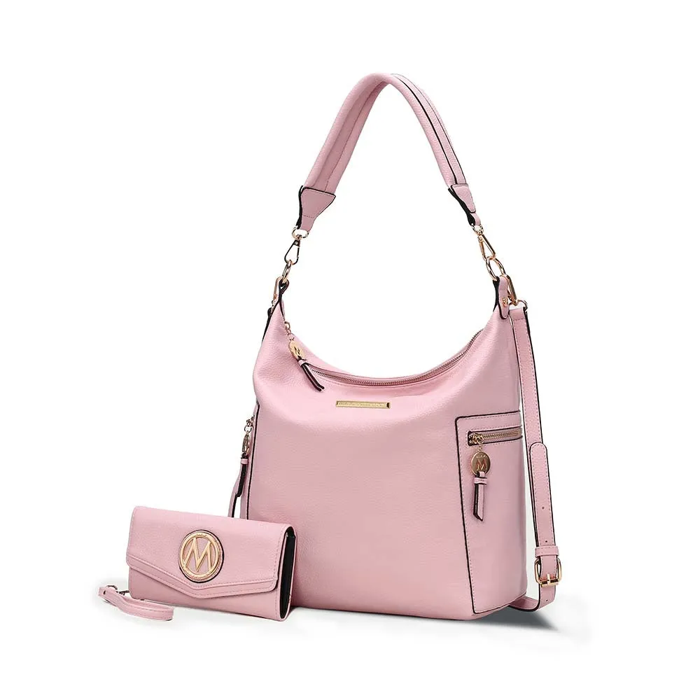 Ophelia Vegan Leather Women’s Hobo Bag with Wallet – 2 pieces