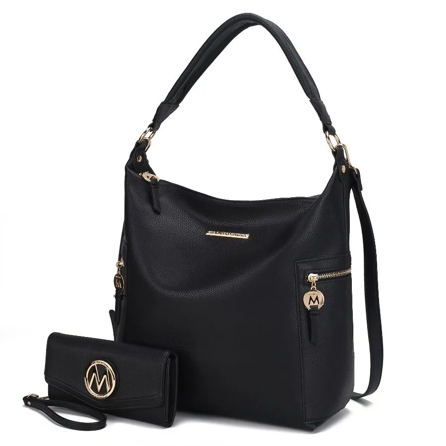 Ophelia Vegan Leather Women’s Hobo Bag with Wallet – 2 pieces