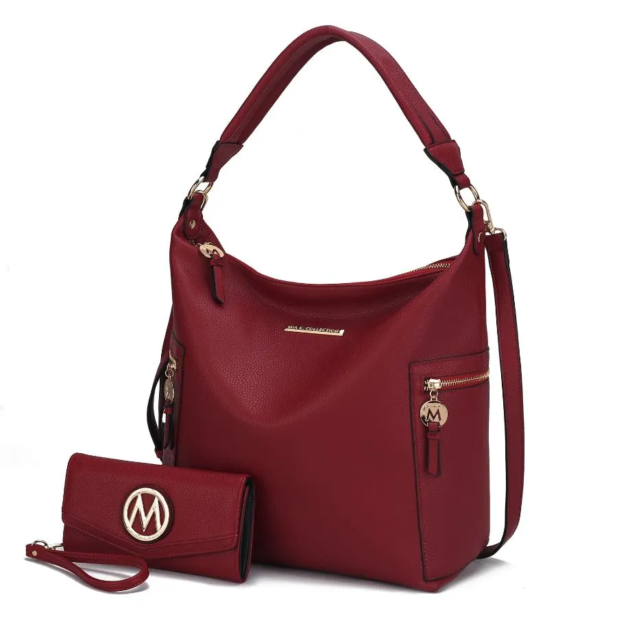 Ophelia Vegan Leather Women’s Hobo Bag with Wallet – 2 pieces
