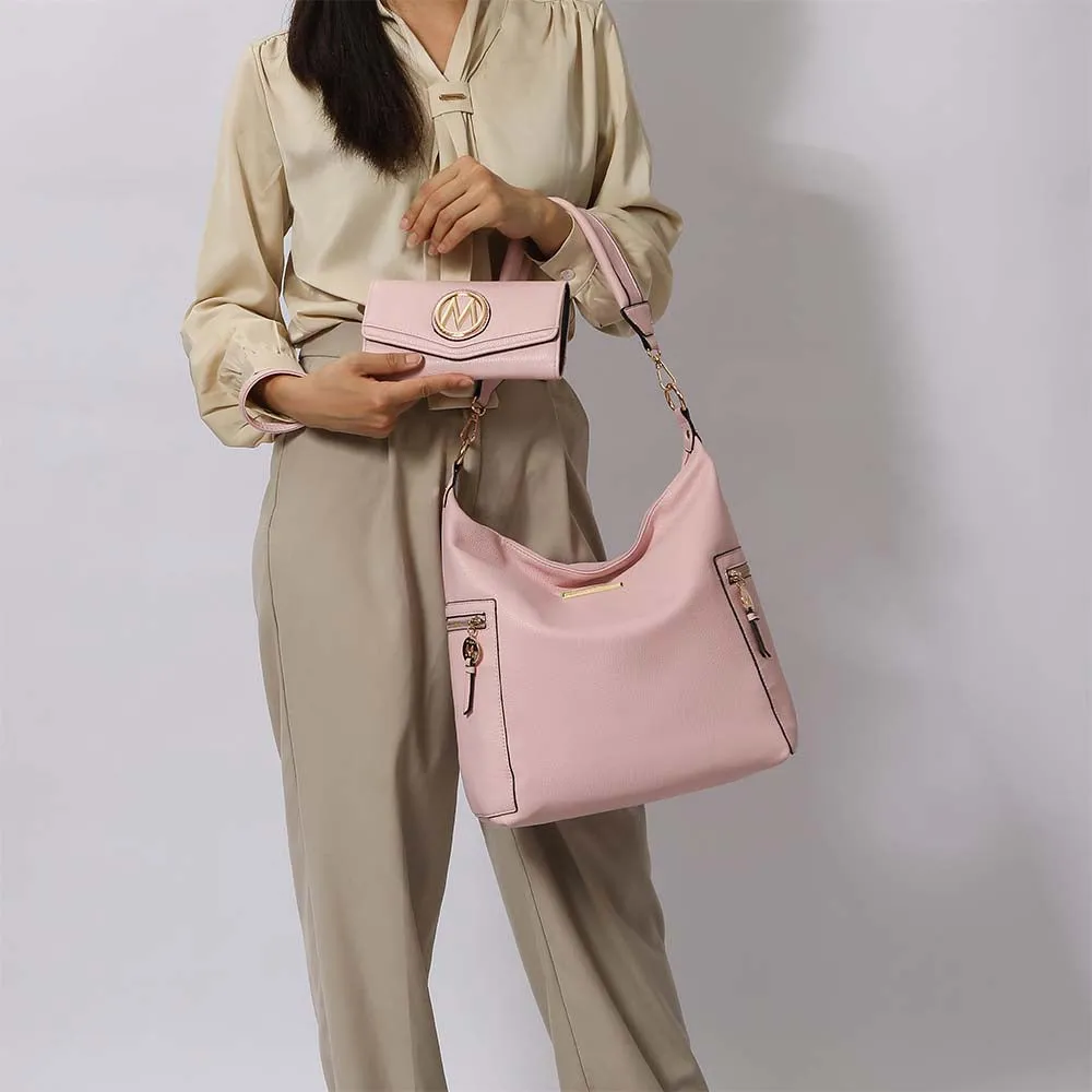 Ophelia Vegan Leather Women’s Hobo Bag with Wallet – 2 pieces