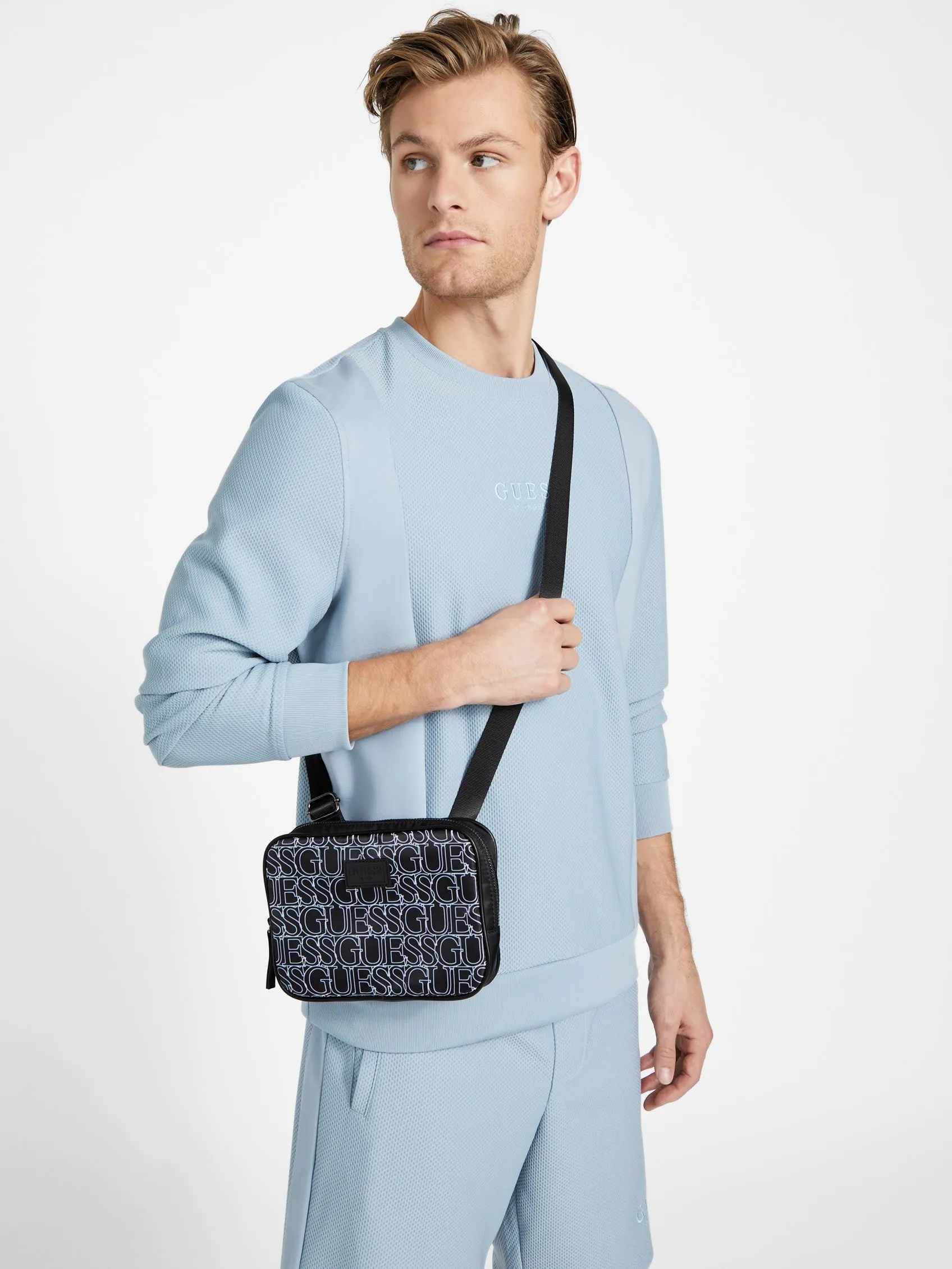 Outline Logo Print Nylon Crossbody