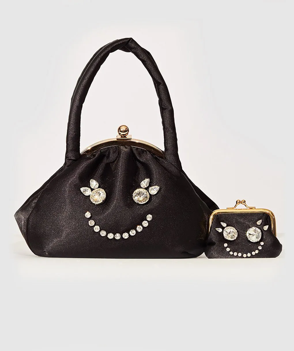 Rhinestone Satin Bag With Coin Purse