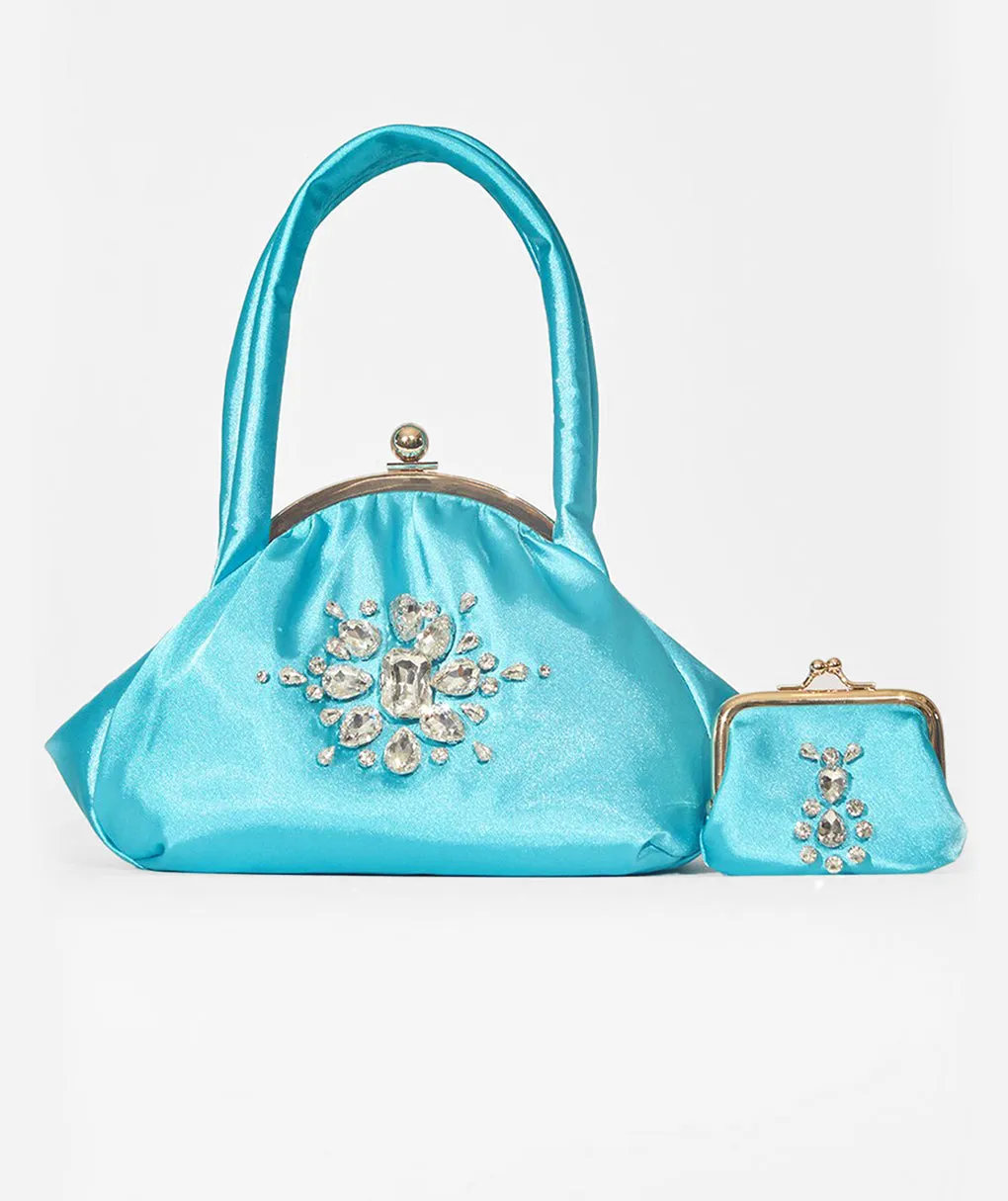 Rhinestone Satin Bag With Coin Purse