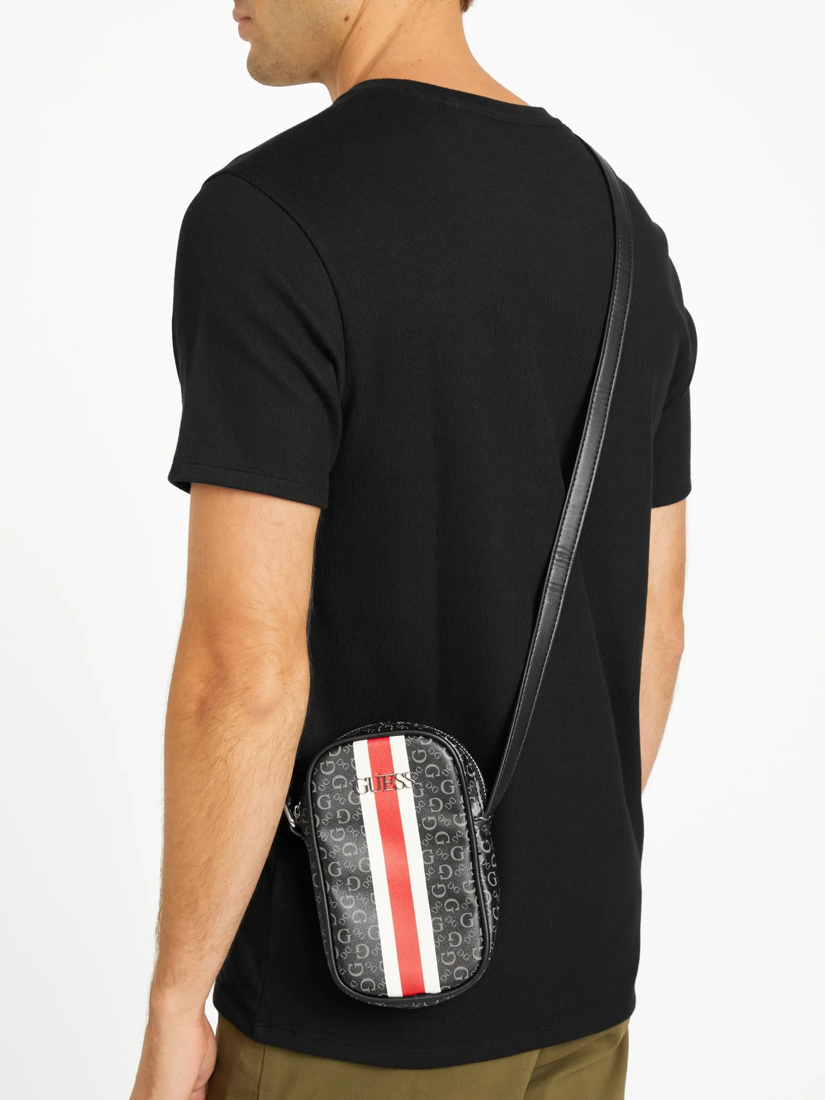 Striped Logo Print Crossbody