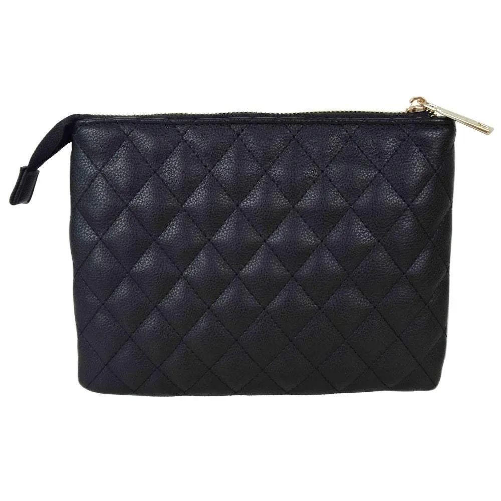 Suzy Levian Small Faux Leather Quilted Clutch Handbag