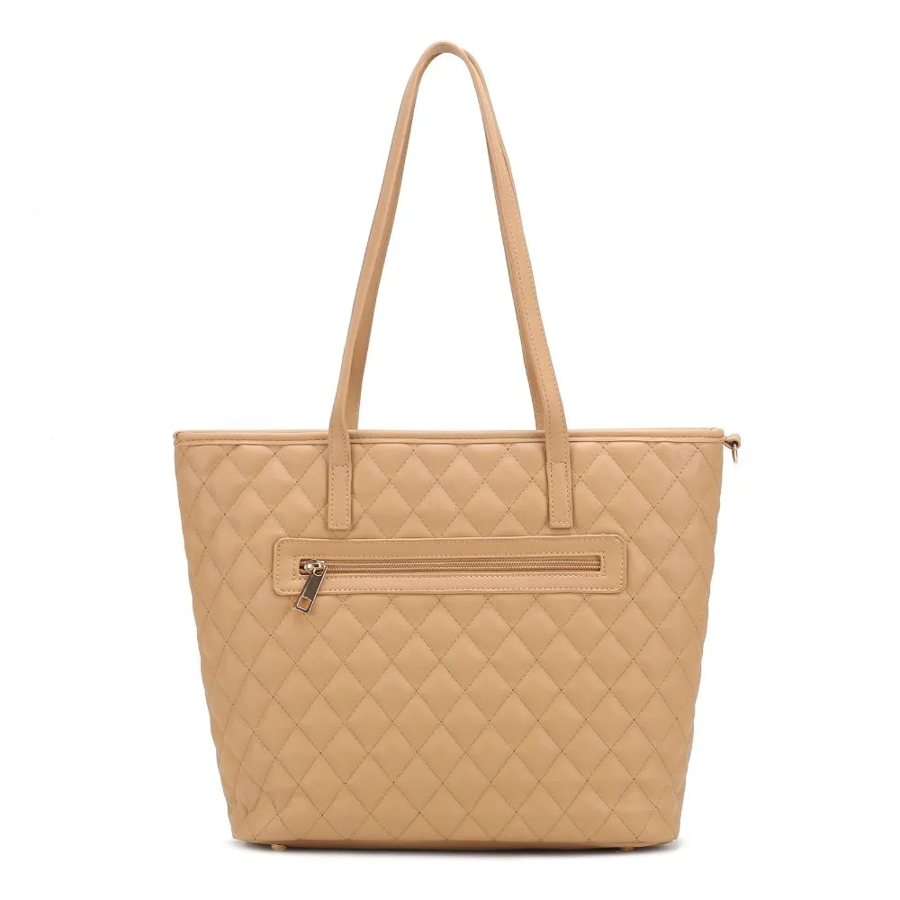 Tansy Quilted Vegan Leather Women’s Tote Bag with Pouch– 2 pieces
