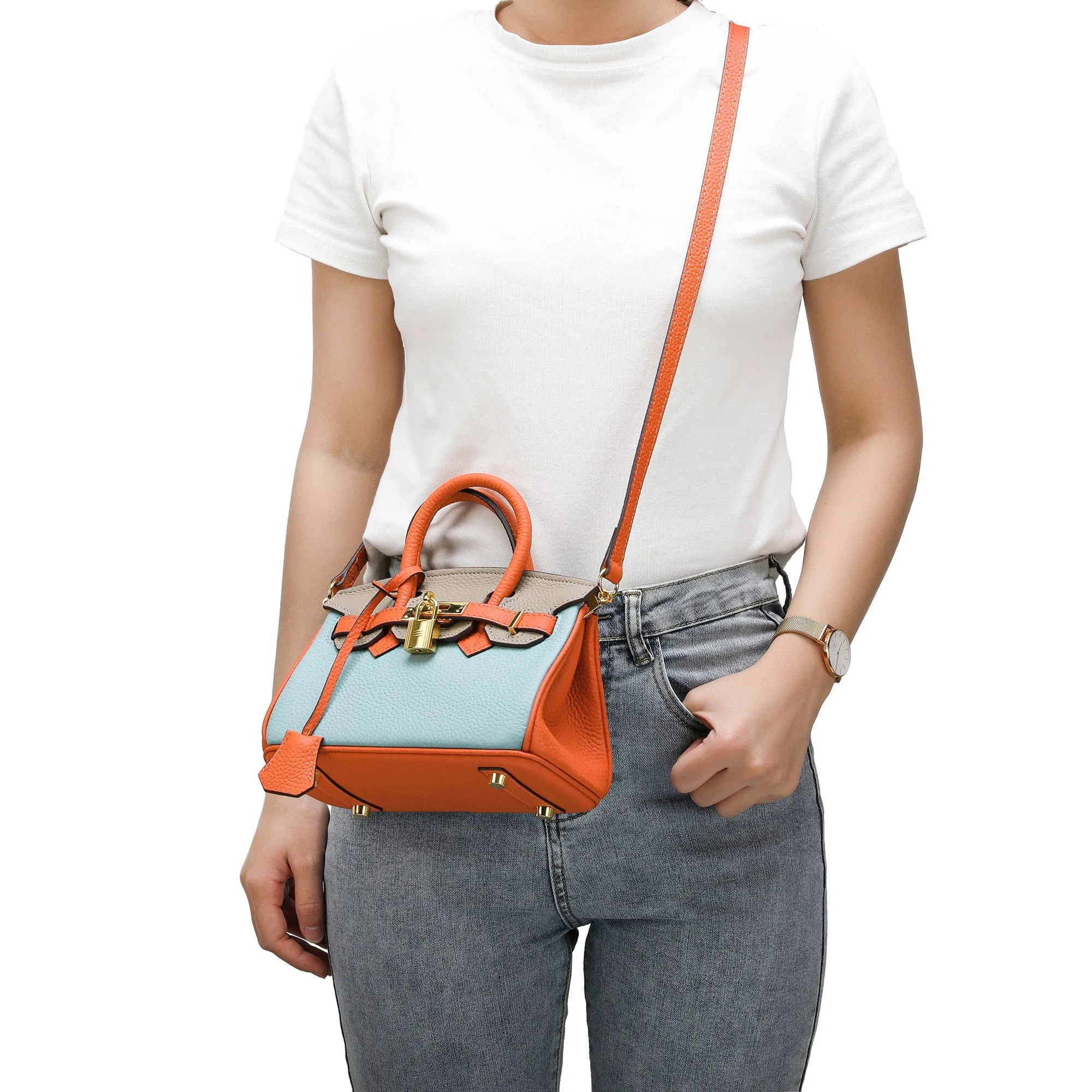 Tiffany & Fred Alligator Embossed Leather Mini Satchel/ Shoulder Bag