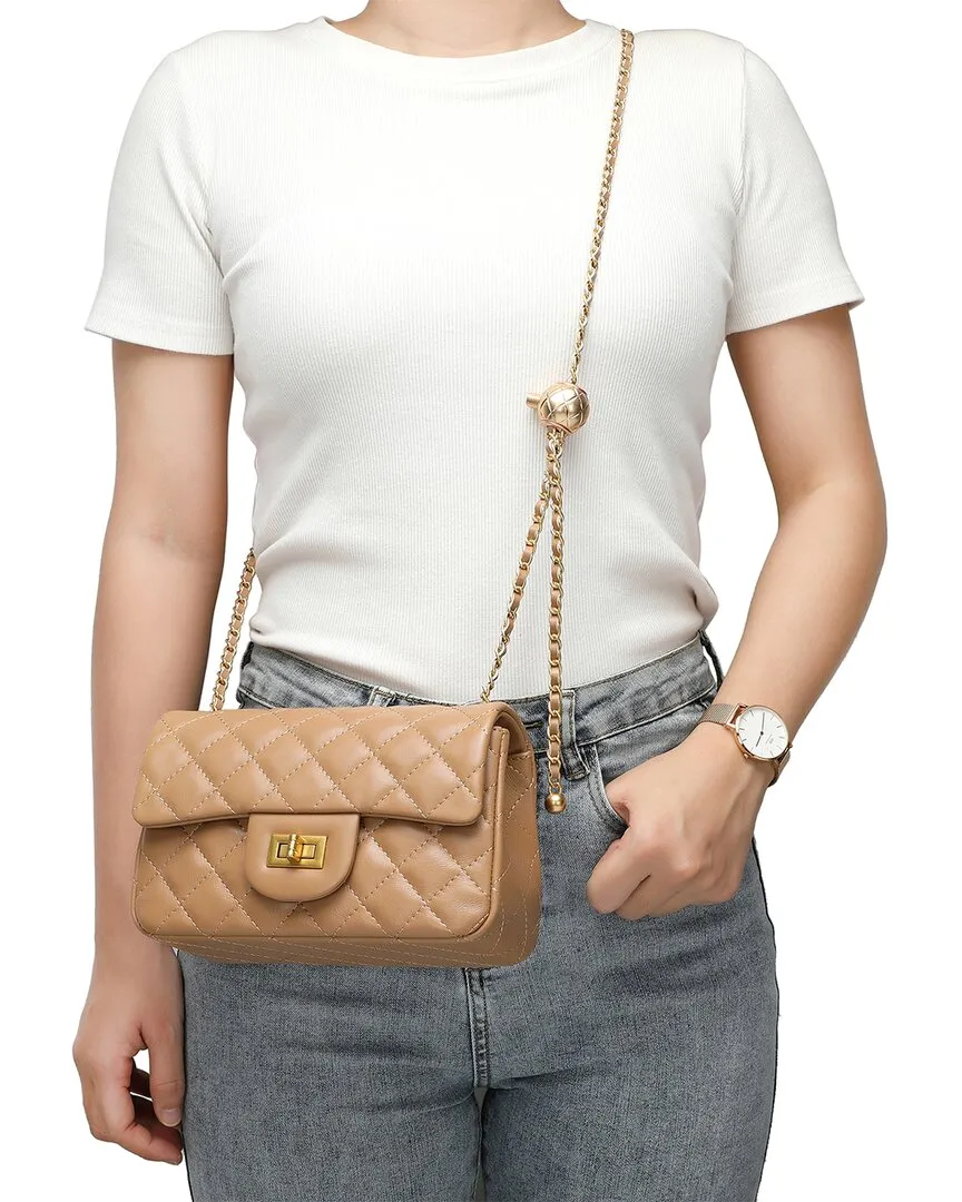 Tiffany & Fred Paris Quilted Leather Crossbody, Brown