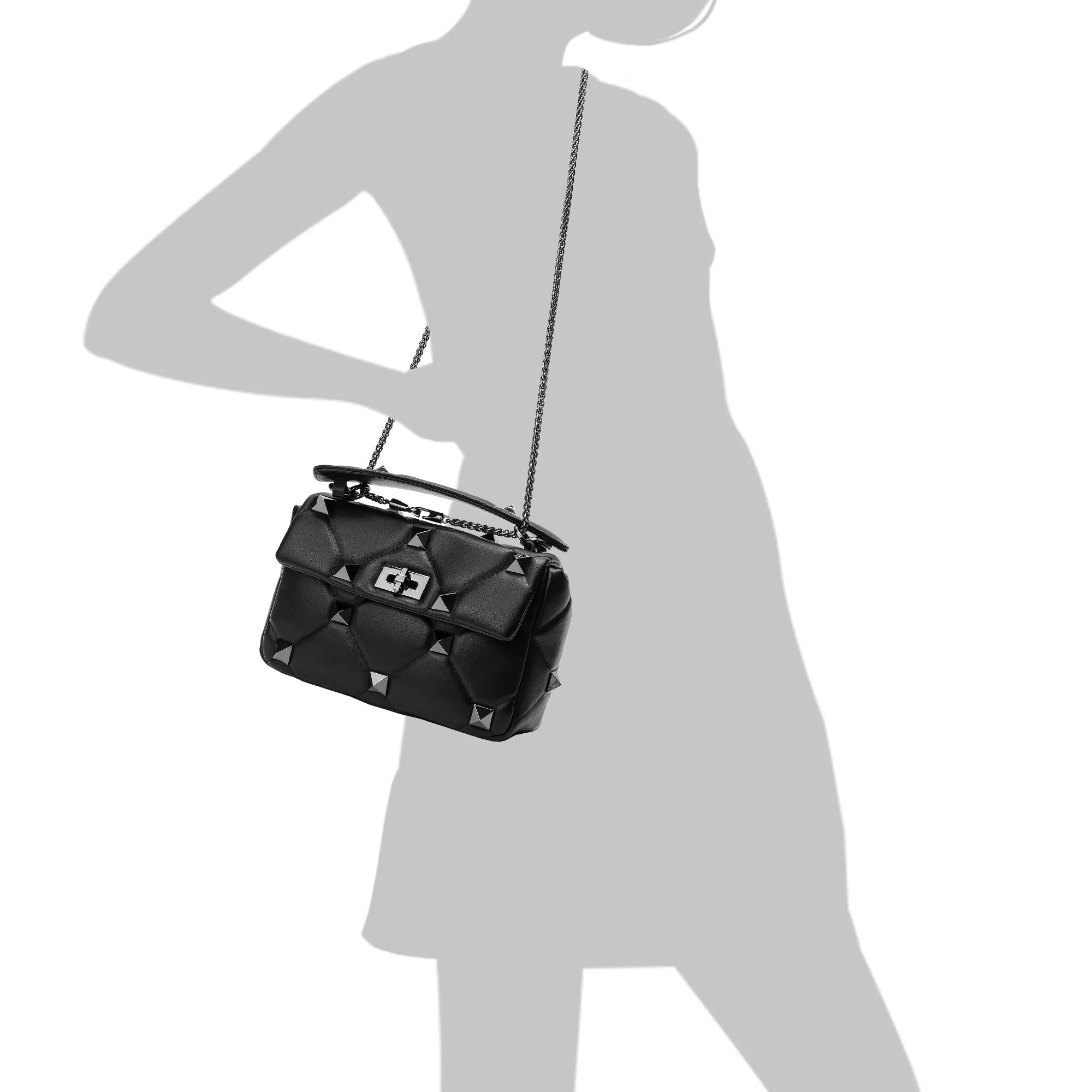 Tiffany & Fred Quilted and Studded Sheepskin Leather Shoulder Bag