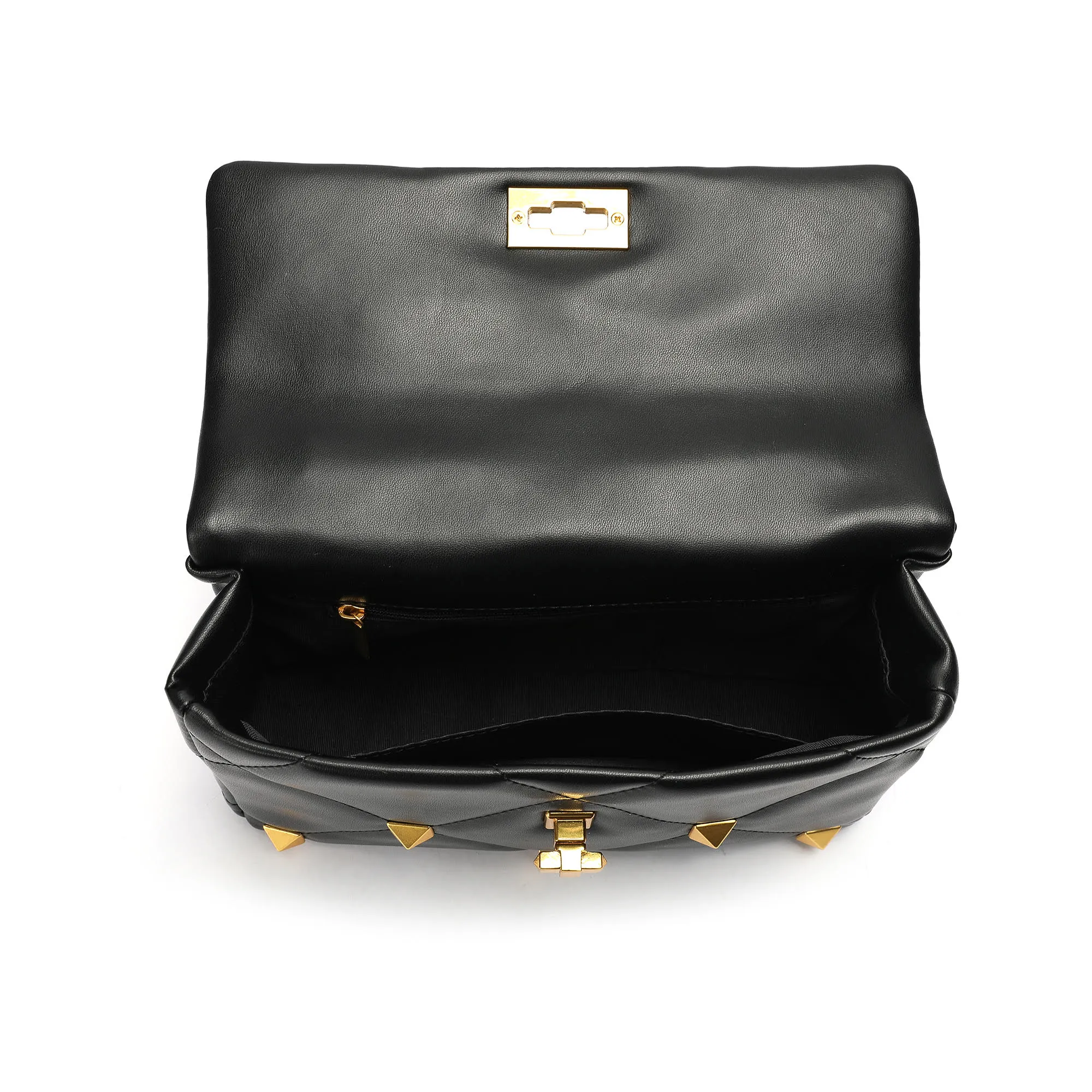 Tiffany & Fred Quilted and Studded Sheepskin Leather Shoulder Bag