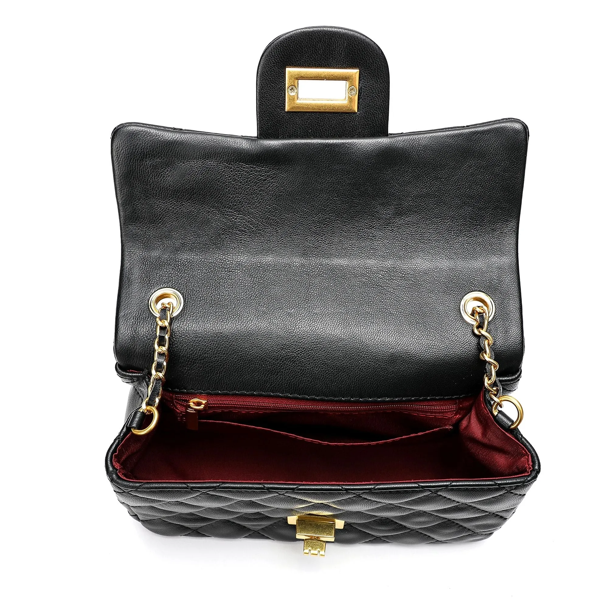 Tiffany & Fred Quilted Sheepskin Leather Crossbody Bag