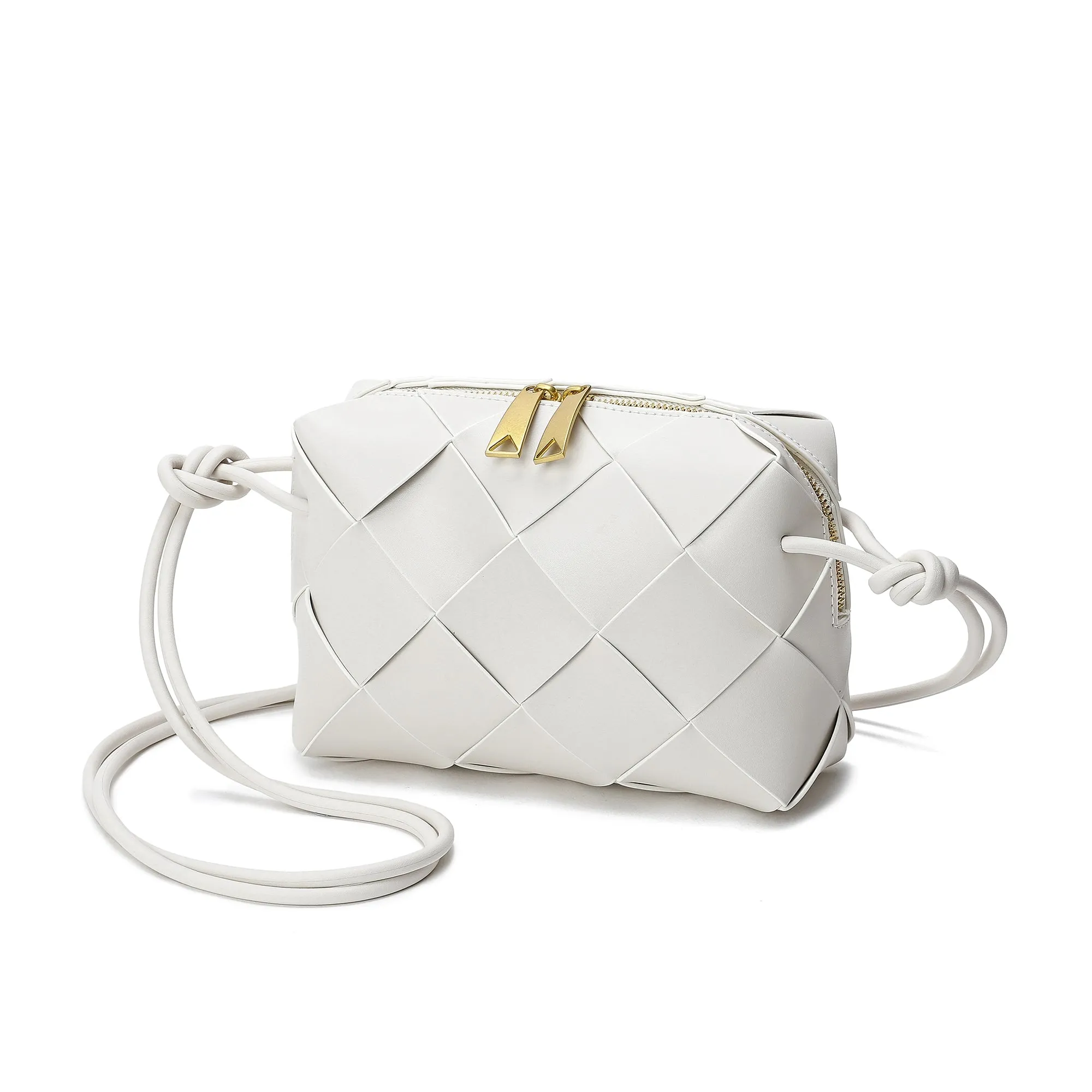 Tiffany & Fred Smooth Woven Leather Top-Handle Crossbody/Shoulder Bag