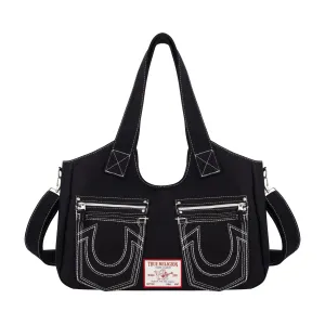 True Religion Horseshoe Stitch BLACK Satchel