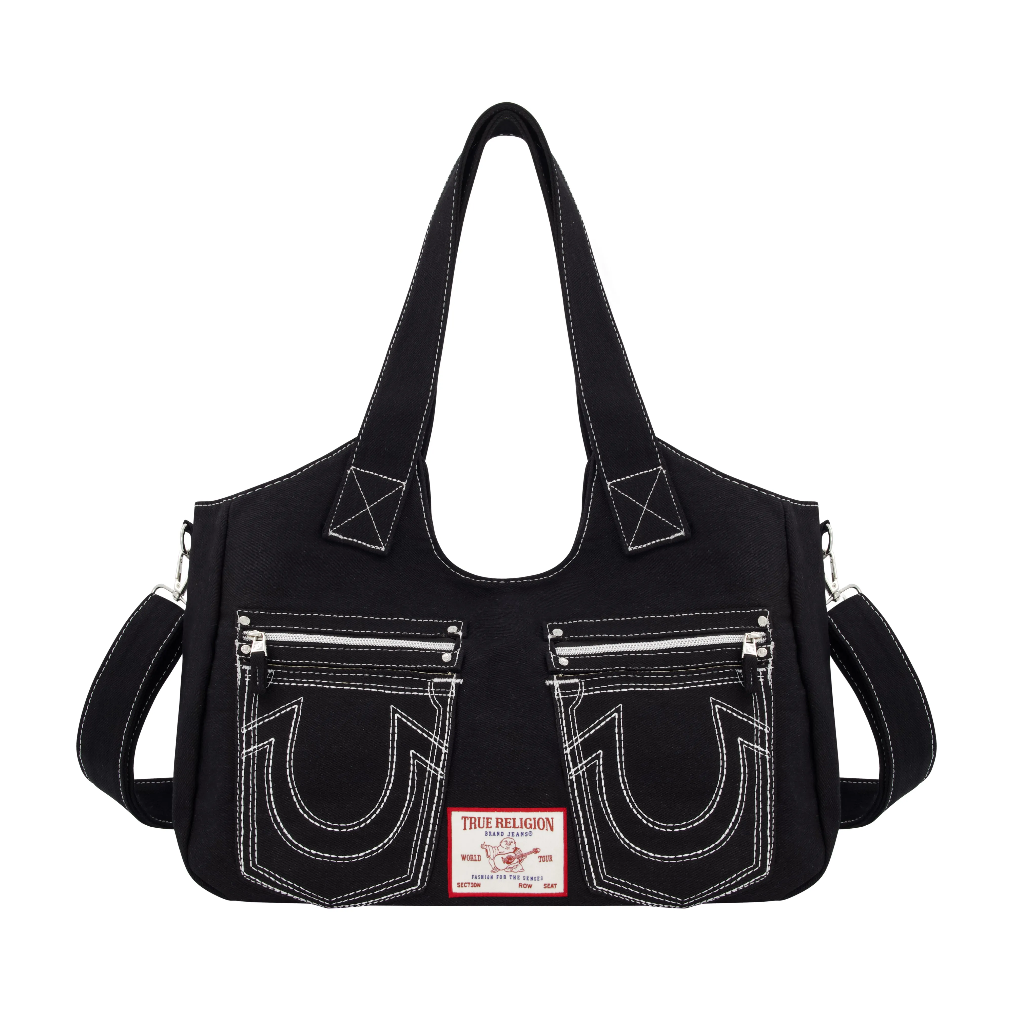 True Religion Horseshoe Stitch BLACK Satchel