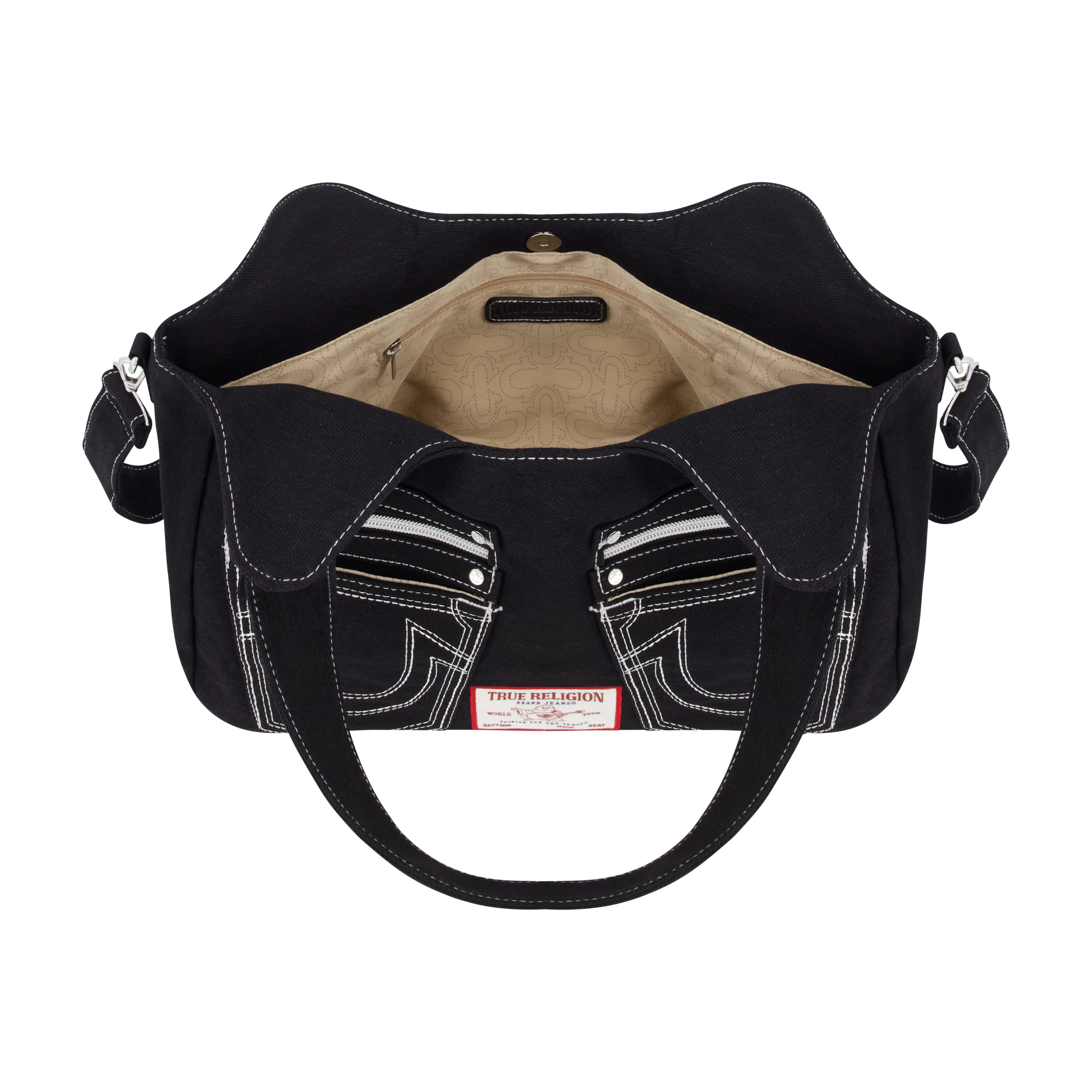 True Religion Horseshoe Stitch BLACK Satchel