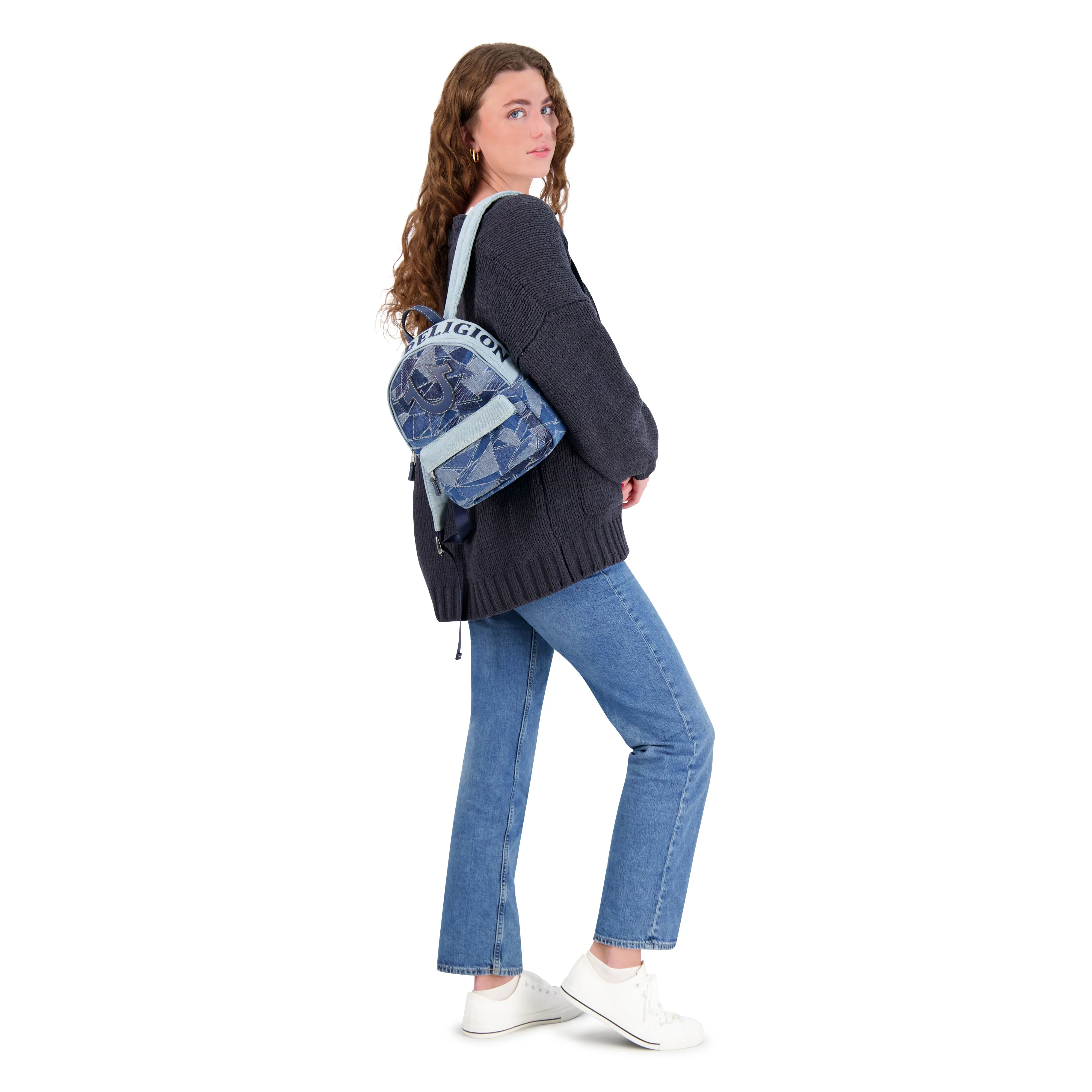 True Religion Mini Denim Logo Backpack